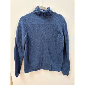 L.L. Bean Vintage Womens Lambswool Turtleneck Sweater Blue Knit L